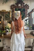 Felt so bridal in this dress. Perfectly fit my farmer's market theme. Was a bit itchy and the top is definitely see-through. I was unable to wear a regular bra or sticky bra with this dress, but it was tight enough on me that I could get away without one. - Gabrielle H.