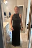 This dress is so beautiful. The length is perfect, and it fits snug but not too tight. I only need to make a small alteration to one of the straps, but even if I opt not to, it works! I just had surgery on my right shoulder so that's why pictures look a little weird! 10/10 recommend! - Salley N.