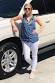 I'm obsessed with this top, but I'm obsessed with anything chambray! I love that it's longer in the back and the split hem. Its loose fit makes it extremely comfortable and lightweight. It's a great wash as well. It's true to size also, I'm a true small with Lulu's. - Alison D.