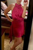 The quality of this dress is top notch! It's a beautiful color. It fit me funny, too tight along the waist/hip area, and then loose/hanging at the lower back. It's just gorgeous though! - Lisa P.