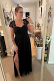 Absolutely love this dress! It is extremely comfortable and so flattering. The lace detail is such a cute added touch! I am tall (almost 6 foot) and the dress still touches the floor and doesn't land at an awkward ankle length! I do have a smaller chest, so if you are large chested I'm unsure if the fit will be as good, but I'm OBSESSED! Wish the color selection was a bit bigger, but black is my go to anyway. - Katelyn D.