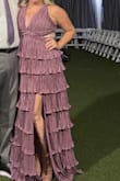 I Loved this dress! I felt so confident, it fit my body so well. it was a little long, even with my heals, so I did have to hem the bottom layer. I got so many compliments, and it was very comfortable. Would certainly wear again! - Katie C.