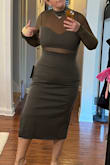 This is my favorite dress out of my most recent Lulus haul. The panel material is thicker than usual Lulus mesh dresses, which helped make me comfortable to wear something tight around my mid section (usually I'm more of an A-line dress girly, but this one worked). The length is great and the slit isn't too high. I have thicker arms, so I sized up to avoid ripping any of the mesh around the shoulder/arm holes, but the rest of the dress ended up looking perfect too. - Allie M.