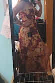 I ordered the plum and orange dress, and the colors are so vibrant and beautiful!! I will echo what others are saying about it being very thin material as it is, but I don't care because this dress fits me like a glove and is helping disguise my stomach bloating, which I've been having issues with lately and has been making me feel very self-conscious. I actually feel good in this dress unlike the other 20 dresses I tried. It's super comfortable and breezy too! My waist is 31" and my hips are 40". - Lindsey L.