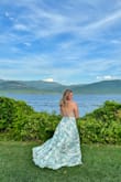I fell in love with this dress! I also love that there is padding in the dress. You can tie it in the back as well, so it won't come down while dancing. I got so many compliments on the dress. I had no issues with the dress moving or coming down. Such a perfect dress for the black tie wedding off Lake George - Danica G.