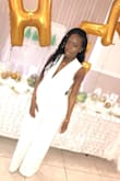 So I had trouble finding a baby shower outfit, ran across this jumpsuit at the last minute and prayed it fit once it got here. I ordered it in a medium because the only thing that grew my whole pregnancy is my stomach lol so had to make sure there was enough room. The jumpsuit being spandex material with no zippers made it perfect I received so many compliments on it, I wish i could fit it once I drop this baby though. It was a great one time wear.  Also I had to get it hemmed because it's very long and i'm only 5'0 tall. - Alexandria C.