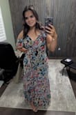 The dress was perfect for the wedding I attended and was very comfortable. I wore 2" heels, and it was a great length with them, but a bit long without. The non-adjustable strap was a little loose, so I have to have that taken in, and the hubs were a little bit tighter (not uncomfortably so), but overall it fits well. - Mindy P.