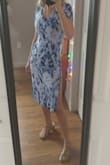 Very flattering, curve-hugging fit! If you're on the petite side, many midi and maxi dresses can overwhelm your figure, but this one fits perfectly! The length is just right too with the side slit.
Beautiful color! Awesome summer dress!! - Alexis M.
