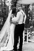 This dress was amazing! Very elegant and fits like a glove. The only issue I had was that I didn't love the look of the adjustable straps (I took them for simple alteration to get them sewn in place), easy fix. Absolutely what you want for a simple classic look for your big day!!!! - Emily F.