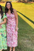 I wore this dress to a casual outdoor summer wedding, and I thought it was perfect. I am 5'7, 140lbs, athletic build, and the medium fit great-not too tight, not too low cut. I did pin the slit a little because I felt it was too high on me. The straps are thin, but I didn't feel like they were going to break at any point, and the adjustable option was really nice. The material is also on the thinner side but not see-through, and I appreciated it being that way since the venue was outdoors and it was in the 80s. All in all I loved it and got many compliments. - Jessie B.