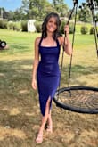 Love the fit, love the material, love the length. As others have said, the halter strap is slightly loose, but I have broad shoulders, so once I filled in w/ a bra, it fit fine. You could maybe use some fashion tape for some no-slip grip. I took family photos in this & will wear to a wedding later this year. - Lauren R.