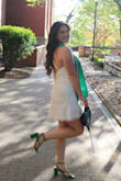 The lace is beautiful paired with the ruched fabric. Extremely flattering. I loved this dress; it was super unique, no one else had anything like it! - Macey S.