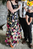 This dress was unbelievably comfortable and perfect for a long wedding day! I wore it from 2PM until 11PM and it held up beautifully through everything; spilled espresso martinis, dinner, hours of dancing, and even the ride home. The quality is impressive, and not a single flower detail came loose. It did need a little TLC with a steamer beforehand, but once prepped, it looked absolutely stunning. I got soo many compliments. It can be worn not just for a formal event but I could see me wearing this to a girls brunch, birthday parties, and even religious ceremonies. - Kalen H.