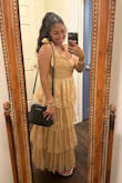 I wore this to a wedding this weekend, and I swear I received so many compliments that I can't remember every single one! My only thing is that you do need to steam it because it came in the mail very wrinkled, and the material just seems prone to wrinkling easy. I would say that it's also a little big in the chest area for me, so if you're bigger in that area, this would fit you great! - Sarah C.