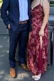 I loved this dress so much!! It fit so well and was so flattering. This burgundy color was also AMAZING - Christa P.