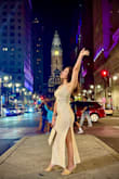 This is my new favorite dress. We went to a rooftop restaurant in Philly and dancing afterwards. It was perfect, thin but perfect. It was so comfortable and the slits were very sexy. - Melinda P.