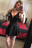 I was a little nervous to try the dress especially being an XS but I looked at all the other reviews and I went with it, I'm glad I bought the XS and it fits perfectly! Not too tight but not too loose either! I don't even have to wear a bra because it's already got the wire so my boobs wont fall out! Definitely recommend this dress and will be getting a white one in the near future! - Andria C.