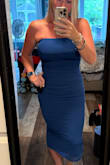 This dress was pretty, but I ended up returning it. There wasn't much structure to it, and it's held up by an elastic, which was all twisted up and didn't want to lie flat right in the front. - Elise B.