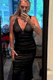 I had mixed feelings on this one; it's very pretty, but might be more appropriate for a night out than a formal wedding like I had bought it for. It's not see through, but it definitely looks it. It's also oddly loose in the top. I can't return it, so I'll have to have it taken in. I don't have small breasts (36ddd), and it gapes at the sides because the straps are too long. A smaller size wouldn't fit anywhere else, though. Overall, I liked it, I'll save it for an upcoming cruise. - Elise B.