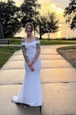 This dress was perfect! We planned our small intimate wedding in two weeks, this came right on time, fit the budget, and thankfully didn't need hemming or adjustments (with 2 inch heels I could comfortably walk without tripping). Everyone was VERY surprised with the price of this dress, it's absolutely beautiful. The only issue I had was the folded down fabric up top had a tendency to flip inside out, but we sewed it down in the middle and that worked out great throughout the evening, stayed put for pictures and lots of hugs! - Katarina S.