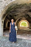 The fabric and the color navy blue are perfect, very comfortable and of great quality. It was the perfect dress for the wedding - Maria S.