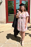 I really loved the look of this dress for pictures. Wearing it sometimes got a little annoying because the sleeves would fall down a lot. I also wished I got one size smaller. Otherwise super pretty! - Carley R.