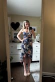 Purchased this in an XS but ultimately went with a Small (only because it was a little tight around my ribcage).  Absolutely beautiful dress - great fabric, lined and you can wear a strapless bra with it easily.  The straps are adjustable.  I received a ton of complements on it! - Nicole S.