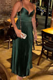 It's a beautiful dress!! Fits perfectly, soft material and comfortable. Amazing color! - Eliana T.