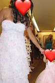 What a beautiful blush pink floral strapless dress. Comfortable, elegant, and easy to move around in! - Krutika K.