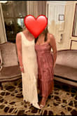 I love this tiered dusty rose/rose gold dress. It is very comfortable. I do wish the ties at the shoulders were a little thicker! - Krutika K.