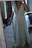 The color is beautiful! Love the way the dress flows and fits is great! I'm small on the top and bigger at the bottom hard to find a dress that aims for both. Perfect and elegant for me. - Yineiry C.