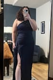This was a beautiful gown, it was just a touch snug in the back around hips and buttocks. I'm probably in-between sizes and should have sized up. - Meredith D.