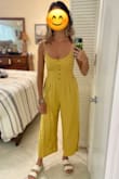 I really love this jumpsuit! The fabric feels high quality but still light, the color is really sunny and fun, and I find the fit (with cutouts in the back) to be really flattering. Can't wait to wear it for all kinds of things, but especially my upcoming vacation! - Olivia W.