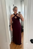 This dress fit great (except in the chest, but that's b/c I don't have much in that area). It's a great length (I'm 5'7 1/2" and can never find dresses long enough to wear heels with). I did end up returning it bc I felt like it was a little too "bridesmaidy" and wanted something a little sassier. If you don't like the feeling of a hoodie around your neck, you probably won't like this style, so keep that in mind. - Amanda M.