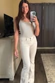 This bodysuit is perfect for casual outings, goes great with denim, and just an easy piece to wear when you don't know what to wear! I'm usually a small or medium, I got a medium just in case the torso of the bodysuit was too short, and the medium works well, just slightly big in the shoulder straps (which obviously are not adjustable). Overall love it! - Kelly P.