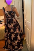 Overall, lovely gown and as pictured on the site and description.
The fit is the hard part on this. I first ordered a M based on Lulu's suggested size, but it was too wide in the ribcage, by about 2 inches, and the sleeves would drop off my shoulders. The size S is *just* right, with very little forgiveness. At 5'7.5" the shoulder straps would ideally be a centimeter longer as they are tight, and the design for them to lay on the shoulder is visually pretty but a bit impractical when moving around, dancing.

Length is long, I'll wear heels easily and still have it touch ground. (In the photo I'm in flats.) - Basia J.