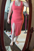 I'm 5'7 and 200lbs. B cup and I felt like this size was perfect. Size up if you like it to fit loosely. - Marci J.