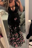 Stunning dress, but probably not for those with larger chest. I felt like I was popping out. But a stunning dress for someone with a smaller chest. The v neckline in the front and back is gorgeous, and the flowers are 3D! - Rachel C.