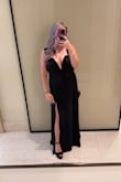 The dress was perfect! I am short, so the dress is as a little long on me. (High heels fixed it). The dress was a little loose in the midsection, but I also sized up (no need to size up) - Allison F.