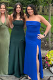 I bought this dress thinking I wouldn't love it, and it ended up being so elegant!! I got a lot of compliments on it and I loved how the 2 different fabrics worked together. The length was perfect on me, being 5'8" and wearing 2in heels. I thought it fit a little lose in the top, which is typically not my issue!! I made it work with tape but would have liked to see the dress give a little more support than it offered. Overall a great dress!! - Gabrielle B.