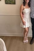 Wore this to my bridal shower and it was super cute! It was a bit tight in the chest but tight in shoulders but I wouldn't switch sizes. For tall girls this was short on me and I am short! - Jane M.