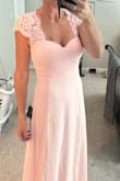 Slightly tight, won't be able to gain a pound until the wedding, but the dress is elegant. Coverage is perfect for the mother of the bride - Sarah O.