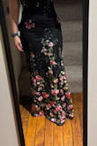 I absolutely loved this dress but the mesh overlay is not stretchy at all! So it's pretty tight on my hips will have to get alterations. The quality of the dress for the price is great ! Love the embroidery detailing. - Lindsey C.