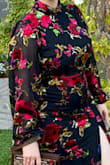 I love the slit on this dress and how it contrasts with the coverage on top! I wore this dress out for dinner and it was perfect. Definitely need heels with it, and it was still dragging a bit. - Mary K.