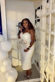 This beautiful dress received so many compliments at Le Diner En Blanc's all white party! There's nice padding at the top of the dress.  The texture of the dress is beautiful. This dress was perfect for a perfect event! - Janet M.