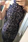 This dress is amazing! Purchased for a wedding this summer. The material doesn't have much stretch and does bunch a little in the front where the pleats are but no serious complaints. I could most likely wear without a bra. - Jenna F.