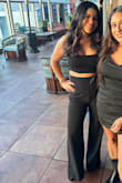 This 2 piece fit perfect and was exactly what I wanted for my 20 year high school reunion! I am short so i had it hemmed about 1 inch which fit perfect with big heels. It also is very flattering in the stomach area, as that is my problem area. The medium fit great, just a little long as I mentioned. - Marissa M.