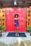 Dress is absolutely gorgeous, especially when the light hits all of the sparkly gems. Didn't ride when moving around. Very comfortable fit. - Krystle G.