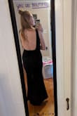 So comfortable, had a little stretch (which worked with my baby bump), and very chic.

Did not quite hit the floor length wise, but did come to the tops of my feet which was still perfect as a 6' tall female! 

Even with an open back, the straps helped keep everything in place and supported! - Kayla G.