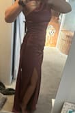 This dress fit beautifully everywhere but the length.  Even with 4 inch heels, it was too long for my 5'0" height. Sadly, I had to return it as I have no time to alter. - Amy B.